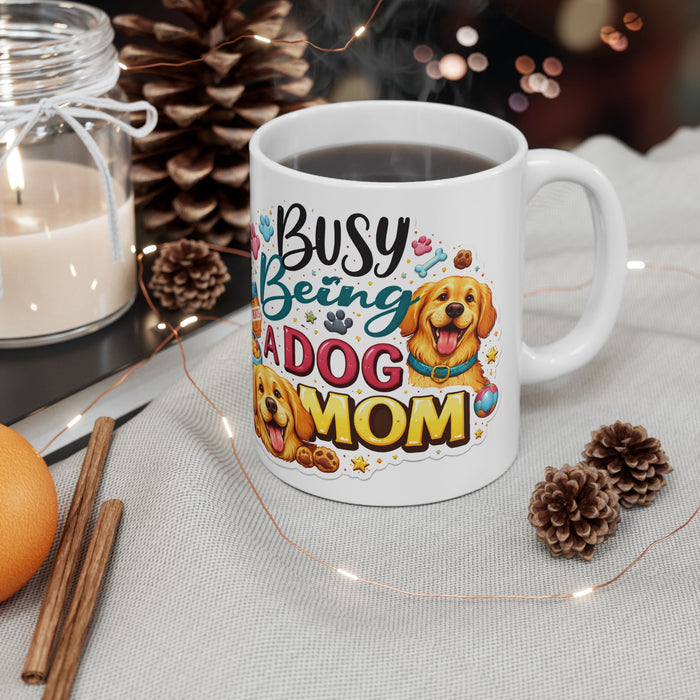 Busy Being a Dog Mom Mug  Cute Dog Lover Gift  Golden Retriever Coffee Cup