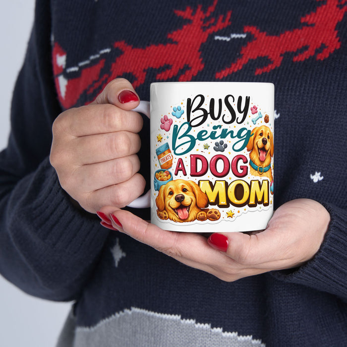 Busy Being a Dog Mom Mug  Cute Dog Lover Gift  Golden Retriever Coffee Cup
