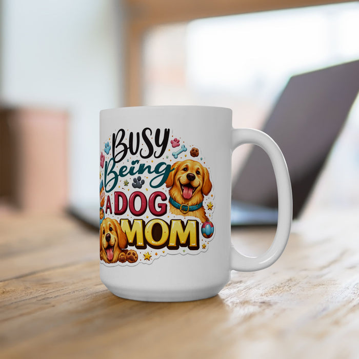 Busy Being a Dog Mom Mug  Cute Dog Lover Gift  Golden Retriever Coffee Cup