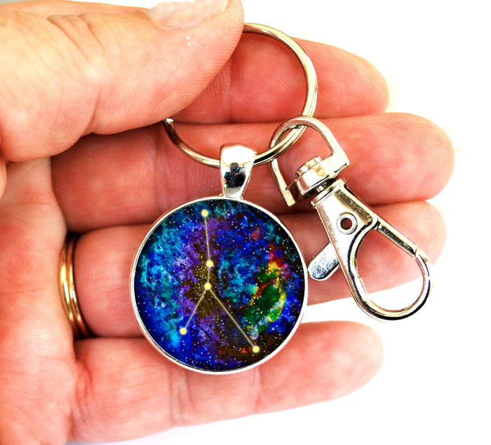 Cancer Zodiac Sign Women's Purse Charm Keychain Handmade Keyrings for Women