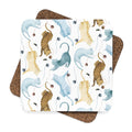 Cat Lovers Square Hardboard Drink Coasters Set of 4