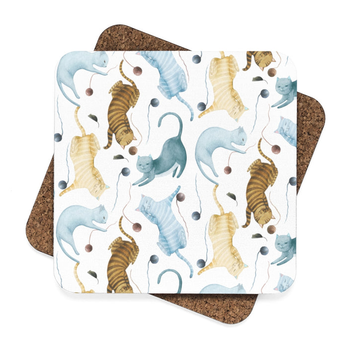 Cat Lovers Square Hardboard Drink Coasters Set of 4
