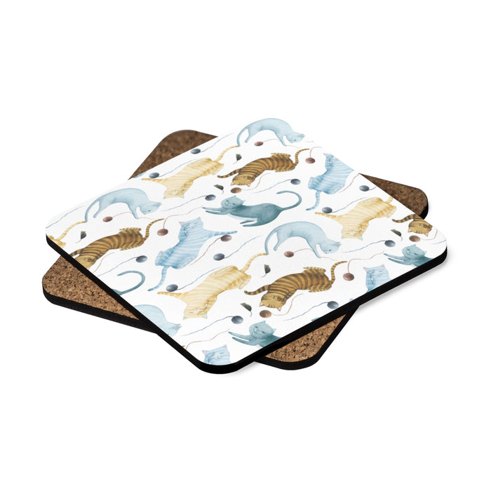 Cat Lovers Square Hardboard Drink Coasters Set of 4