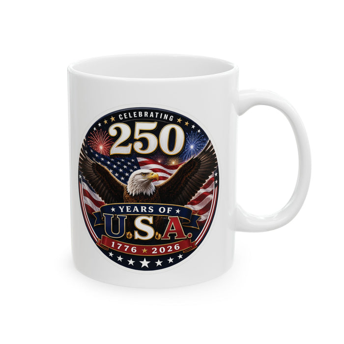 Celebrating 250 Years USA Mug  American Flag Eagle 1776‑2026 Patriotic Gift