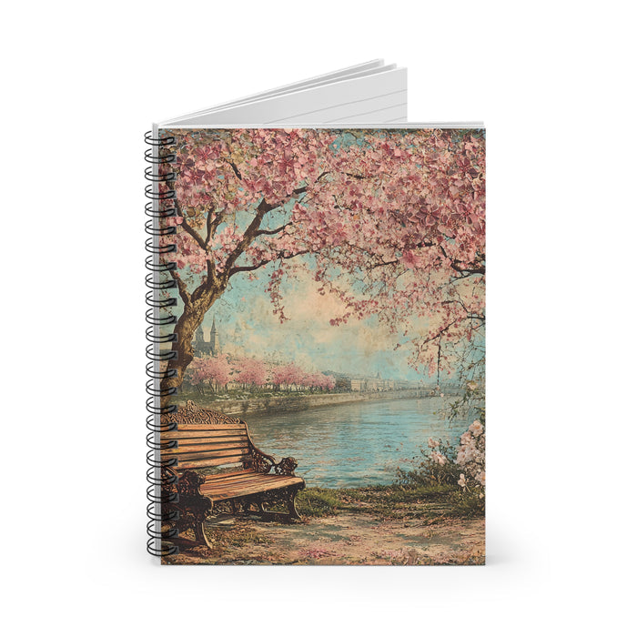 Cherry Blossom Riverside Spiral Notebook – 6" x 8" Ruled Journal