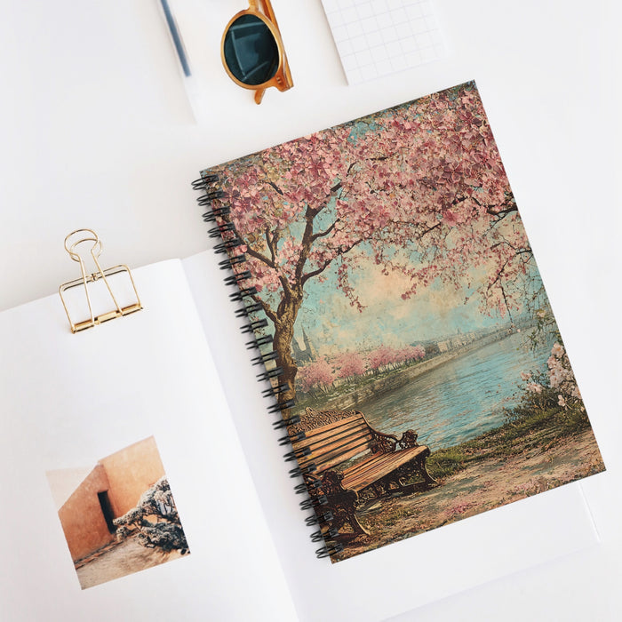 Cherry Blossom Riverside Spiral Notebook – 6" x 8" Ruled Journal