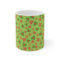 Christmas Mug with Holly and Red Bows Holiday 2 Sizes Dishwasher Safe