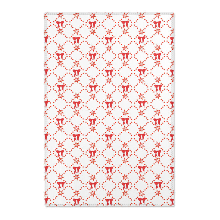 Christmas Red Bow Area Rugs Holiday Decor 3 Sizes Durable