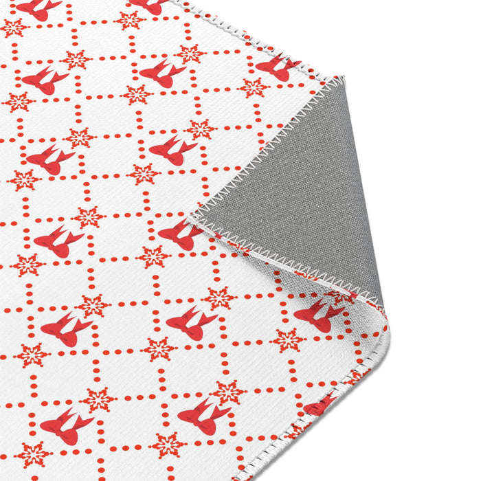 Christmas Red Bow Area Rugs Holiday Decor 3 Sizes Durable