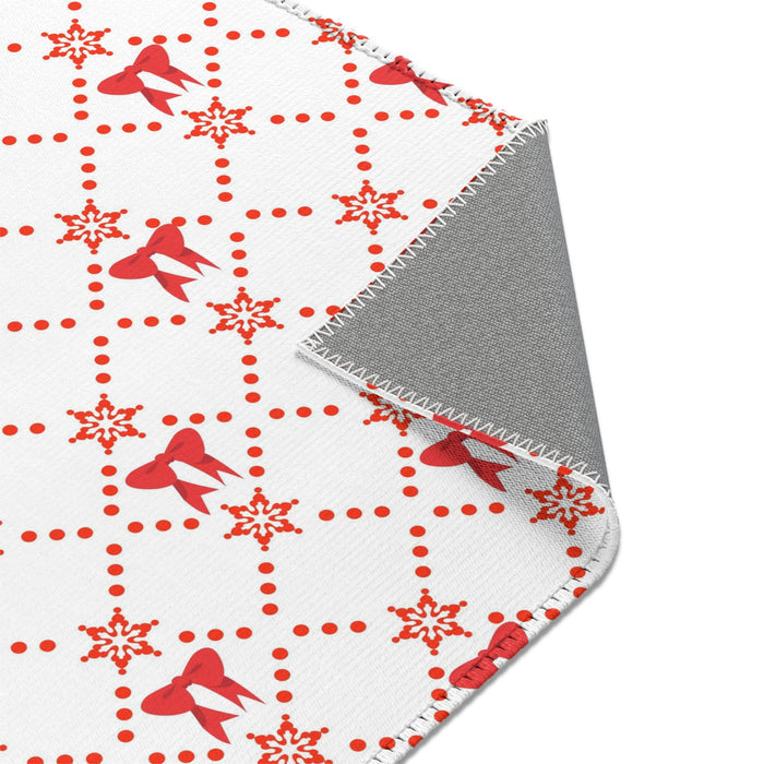 Christmas Red Bow Area Rugs Holiday Decor 3 Sizes Durable