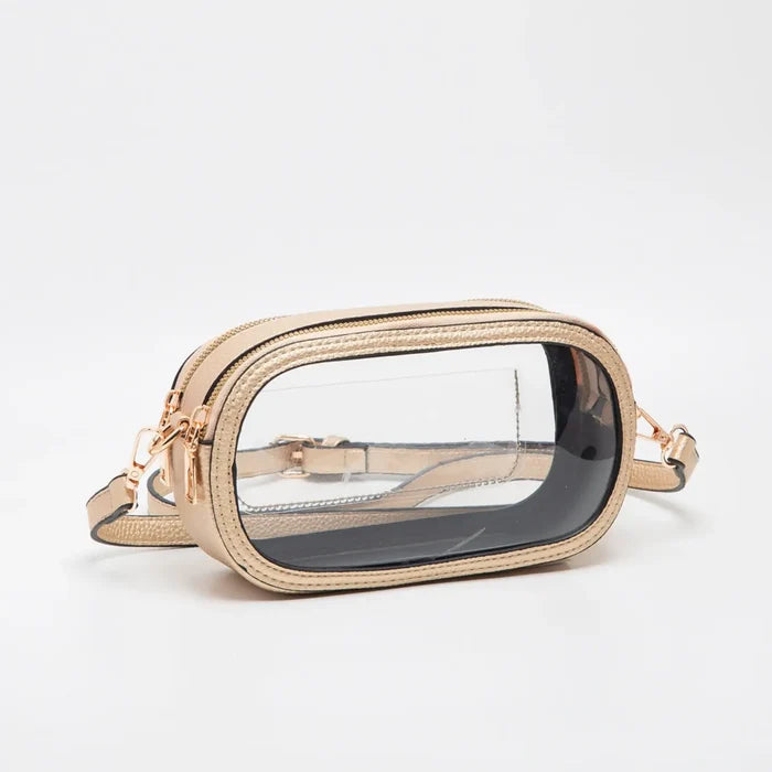 Clear/Gameday Double Zipper Oval Bag