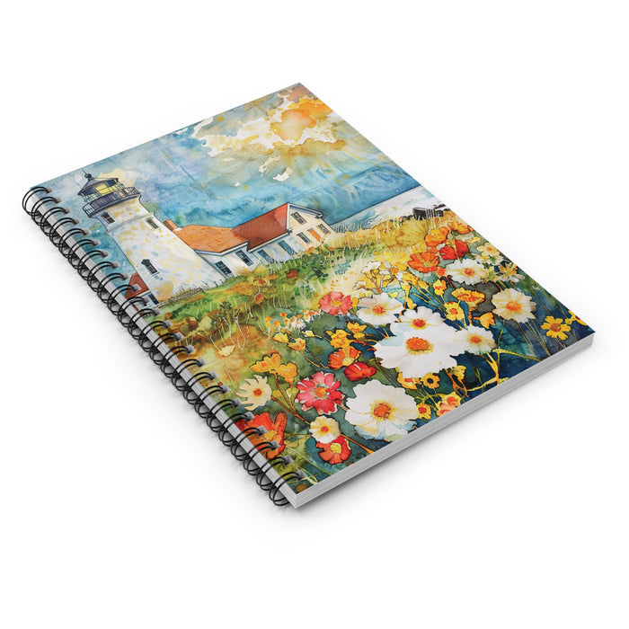 Coastal Lighthouse & Wildflower Spiral Notebook – 6" x 8" Ruled Journal