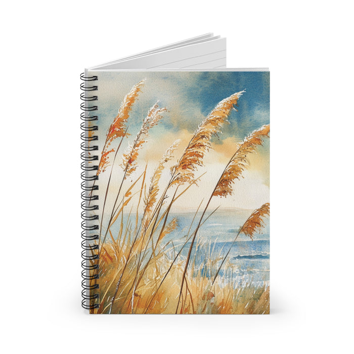 Coastal Sea Oats Spiral Notebook – 6" x 8" Ruled Journal with Pocket