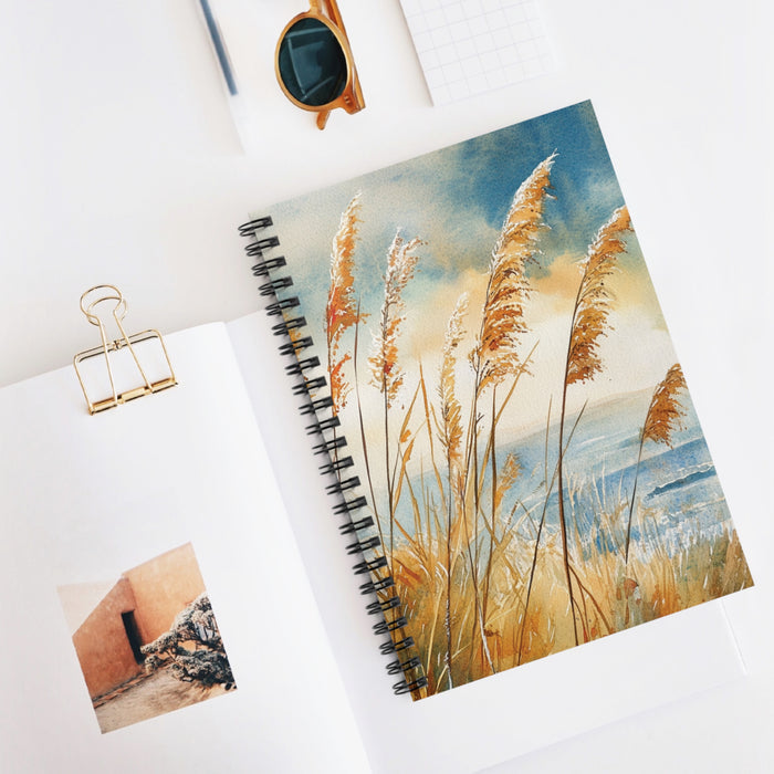 Coastal Sea Oats Spiral Notebook – 6" x 8" Ruled Journal with Pocket