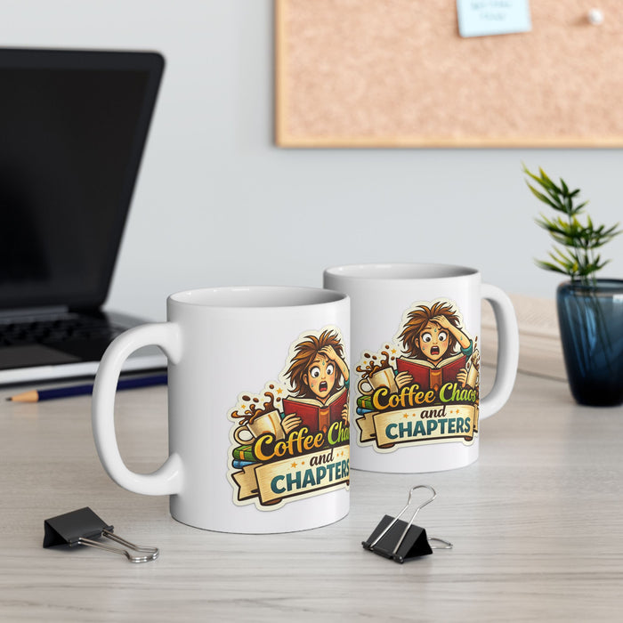 Coffee Chaos & Chapters Mug  Reader & Writer Gift  Book Lover Coffee Cup