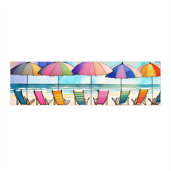 Colorful Beach Umbrella Bumper Sticker Coastal Summer Ocean Vibes Decal