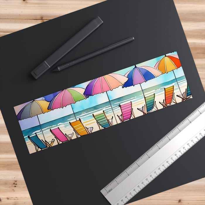 Colorful Beach Umbrella Bumper Sticker Coastal Summer Ocean Vibes Decal