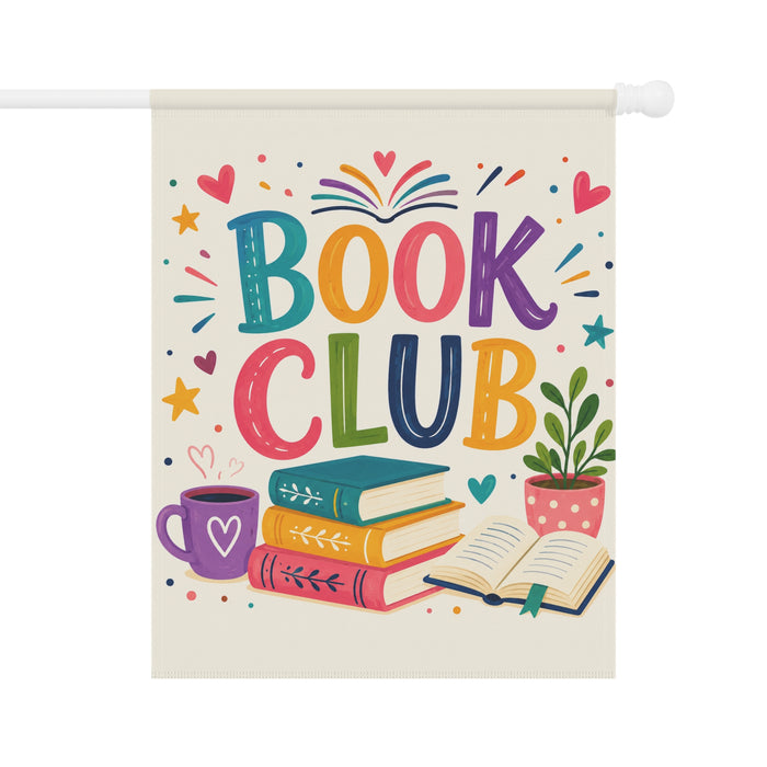 Colorful Books Garden Flag House Banner Book Club Meeting Yard Sign Art
