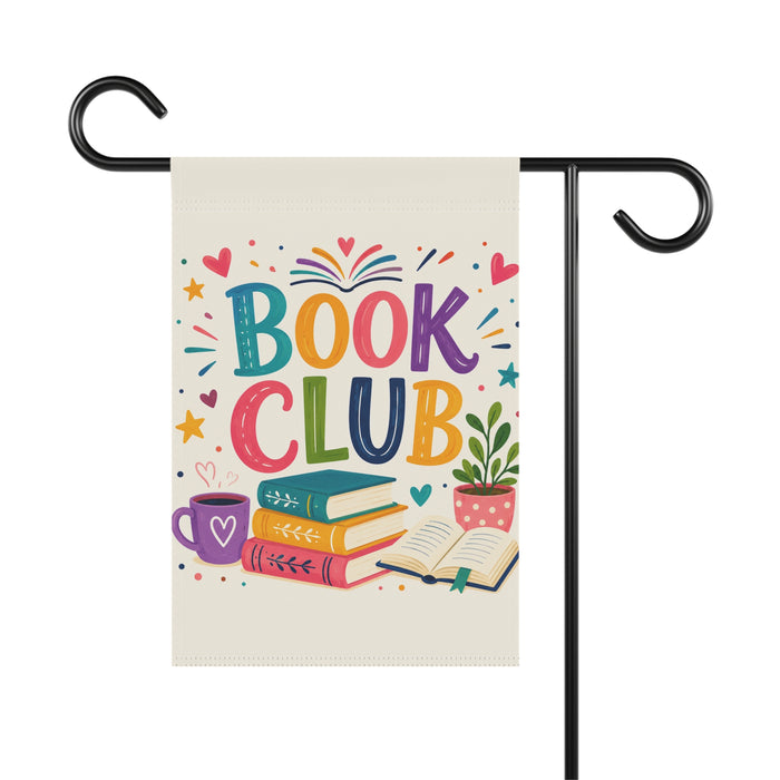 Colorful Books Garden Flag House Banner Book Club Meeting Yard Sign Art