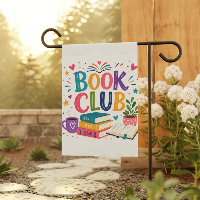 Colorful Books Garden Flag House Banner Book Club Meeting Yard Sign Art