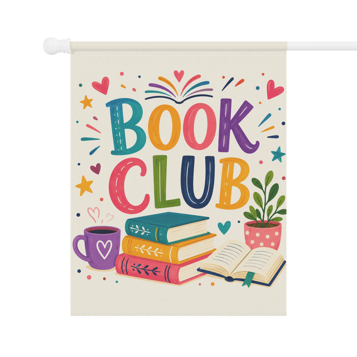 Colorful Books Garden Flag House Banner Book Club Meeting Yard Sign Art