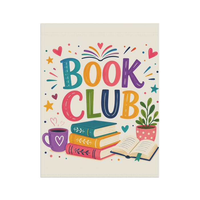 Colorful Books Garden Flag House Banner Book Club Meeting Yard Sign Art