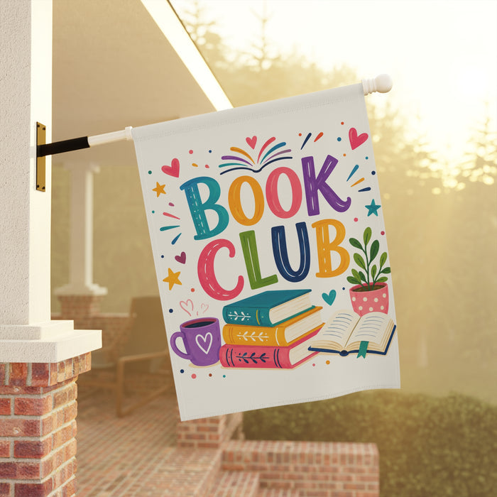Colorful Books Garden Flag House Banner Book Club Meeting Yard Sign Art