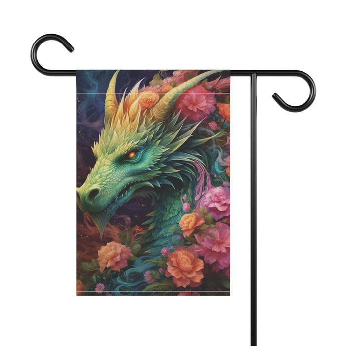 Colorful Dragon Garden Flag & Porch Banner Rustic Floral Yard Decor