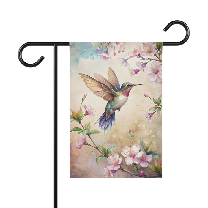 Colorful Hummingbird Floral Garden Flag & Porch Banner Spring Decor