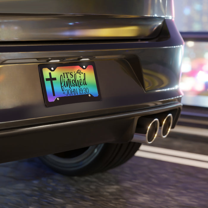Colorful Inspirational Vanity Front License Plate Car John 19:30 Bible Verse