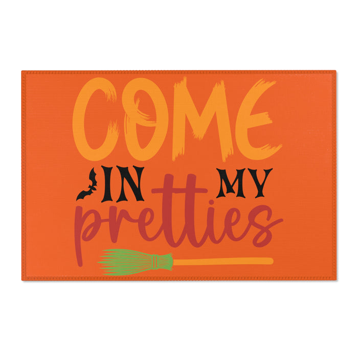 Witch’s Whimsy Welcome: Come In My Pretties – A Witch's Broomstick Enchanted Halloween Area Rug!