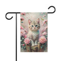 Cute Kitten Garden Flag Floral Cat Porch Banner Spring Yard Decor