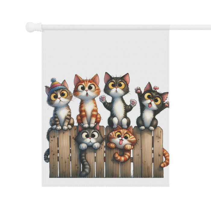 Cute Kittens on Fence Garden Flag & Porch Banner Cat Yard Decor Art