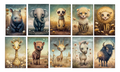 Cute Safari Animal Notecard Set 10 4x6 Blank Cards Envelopes African Wildlife