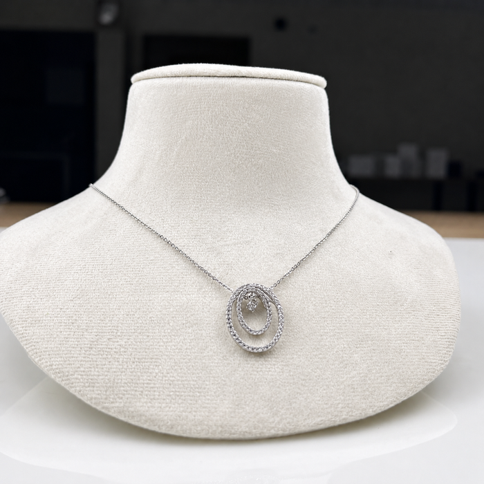 Double Halo Diamond Pendant Necklace
