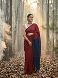 Indiehaat | Hand Dyed Khadi Cotton Saree Red