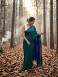 Indiehaat | Hand Dyed Khadi Cotton Saree Green