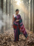 Indiehaat | Hand Dyed Khadi Cotton Saree Multicolor
