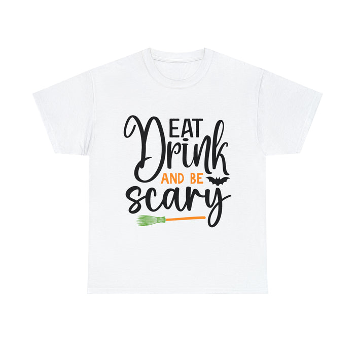 Eat Drink and Be Scary Halloween Unisex Heavy Cotton Tee 3 colors