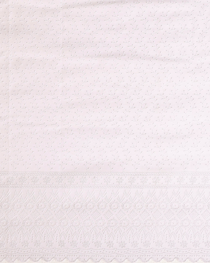 Embroidered Vivid Kota Doria White Suit (Top+Bottom+Dupatta)