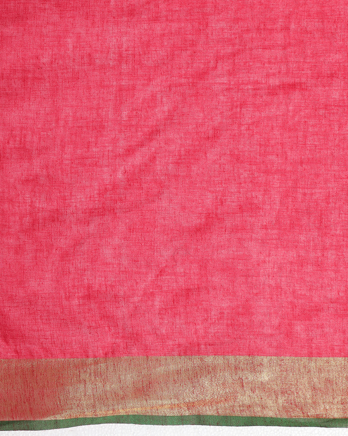 Enigmatic Handwoven Pure Linen Red Saree