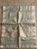 Indiehaat | Kota Doria Semi Silk Embroidery Saree Bronze
