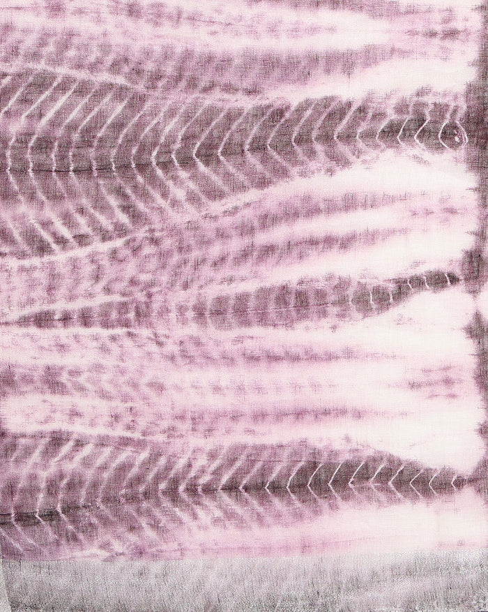 Expressive Linen Shibori Hand Dyed Saree Purple