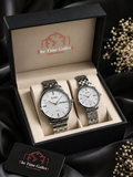 EYKI Signature Couple Watch Set – Elegant Silver Matching Watches for Him & Her | Premium Gift Edition