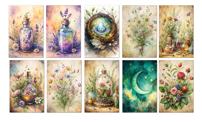 Fairy Apothecary Notecard Set 10 4x6 Blank Cards Envelopes Botanical Cottagecore