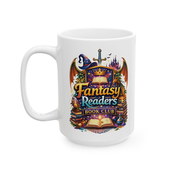 Fantasy Readers Book Club Coffee Mug – Dragon, Castle & Magic Book Lover Gift