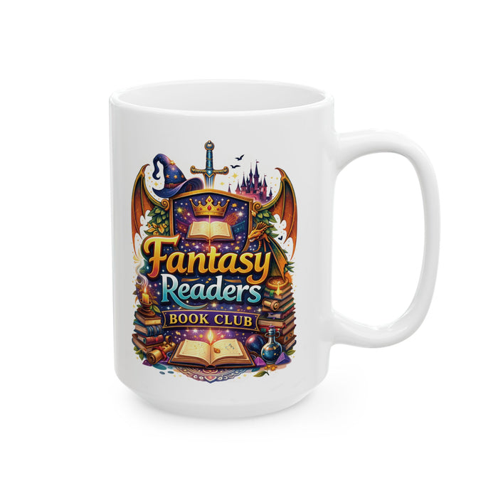 Fantasy Readers Book Club Coffee Mug – Dragon, Castle & Magic Book Lover Gift