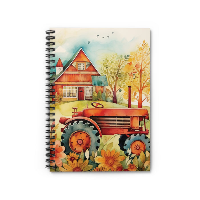 Farmhouse Tractor Spiral Notebook – 6" x 8" Country Life Ruled Journal