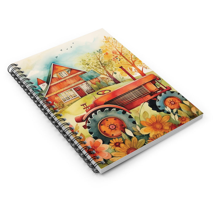 Farmhouse Tractor Spiral Notebook – 6" x 8" Country Life Ruled Journal