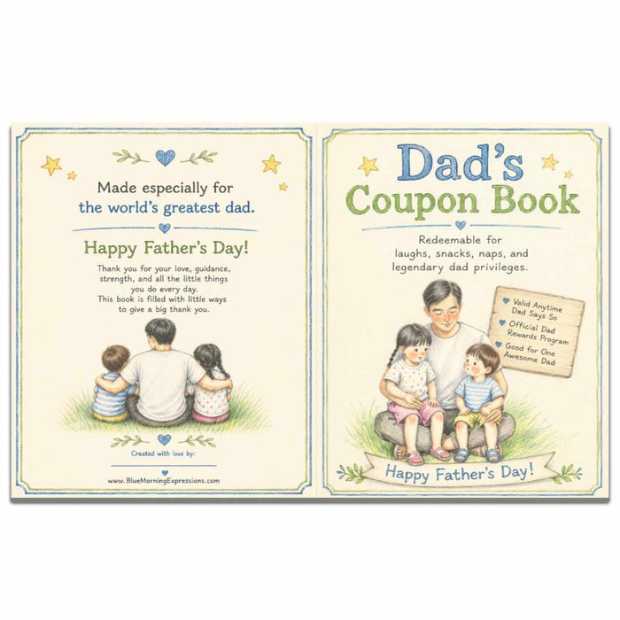 Father’s Day Coupon Book Dad Gift from Kids Keepsake Booklet Memory Keeper